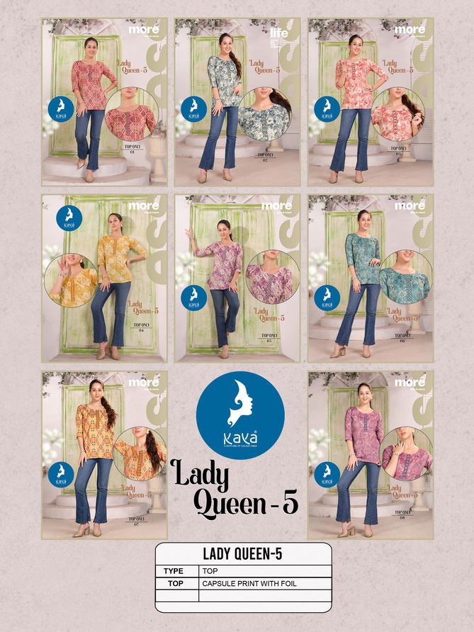 Lady Queen 5 By Kaya Capsule Printed Ladies Top Wholesale Price In Surat